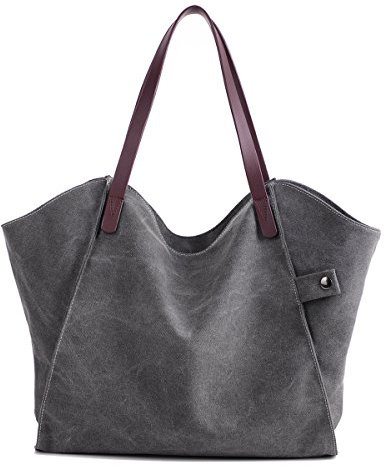 LOSMILE Femmes Sacs à main Toile Sacs portés main Sacs portés épaule Sacs bandoulière Sacs de plage Cabas décontractés (Gris)