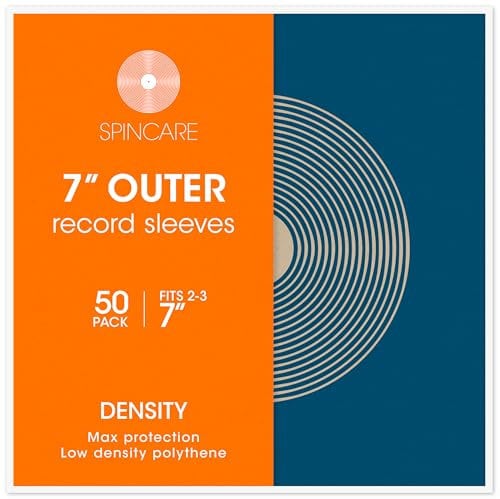 50x 7 Inch Outer Vinyl Record Sleeves | Density Covers Fit 7 Singles EPs & 45s | Premium Quality Protective Polythene Sleeves | UV Resistant Plastic | 400 Gauge 100 Micron 191mm x 191mm