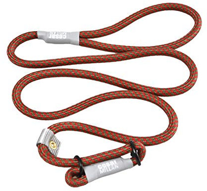 Cesar Millan Leine - Trainingsleine für Hunde - 2in1 Halsband Hund und Leine - Slip Lead - Retrieverleine mit integrierter Halsung - Länge 120cm Durchmesser 1cm Farbe Rot/Olive