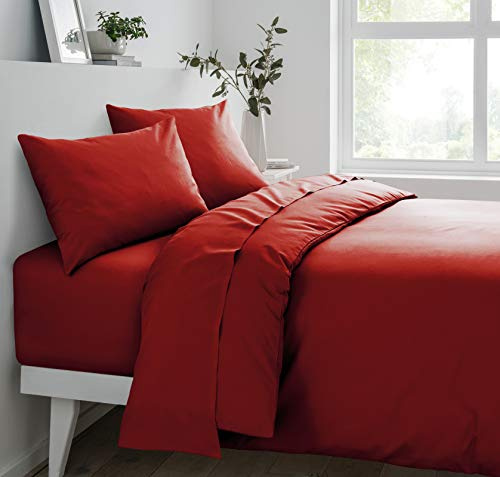Sleepdown Extra Deep Fitted Sheet Poly Cotton, Red, King