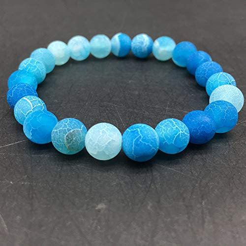 Generic Stein Armband,Naturstein Armreif 7 Chakra Blaue Edelsteine Stein Perlen Crystal Crack Onyx Stein 8Mm Perlen Stretch Yoga Energie Charme Armbänder Schmuck Für Anxity Männer Mädchen