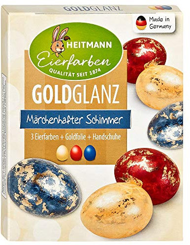 Heitmann Eierfarben Goldglanz - 3 flüssige Kaltfarben, 4 Dekorfolien - Ostern - Ostereier bemalen, Ostereierfarbe