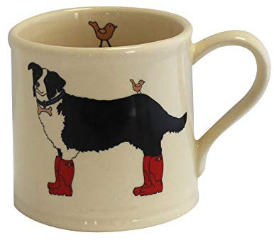 Emma Lawrence Mug - Collie in Wellies - Clever Collie Cream Mug