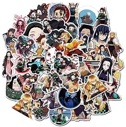 50 autocollants Demon Slayer Kimetsu no Yaiba - Imperméables - En vinyle - Pour skateboard, snowboard, voiture, vélo, bagages