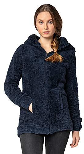 Sublevel Damen Fleece-Mantel: Kuschelige Teddyfleece Kapuzenjacke, Langarm, Warm und Bequem, Freizeitjacke in Schwarz, Rosa, Weiß, Grau dark-blue M