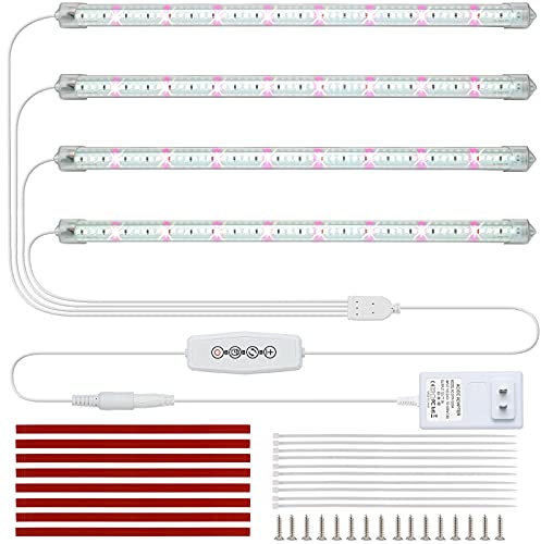MOYA STD Weiß Wachstumslicht led Lichtstreifen für ZimmerPflanzen, 16in 6000K T5 Vollspektrum Pflanzenlicht lampe mit 240 Pflanzenleuchte LEDs, Auto ON/Off 3/6/12h Timer & 5 Helligkeit
