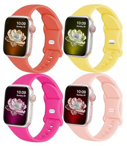 Crefort Sport Band compatibile con Apple Watch Band 38 mm 40 mm, cinturino di ricambio in silicone compatibile per iWatch Series 6/3/5/SE/4/2/1 rosa agrumi/zenzero/rosa caldo/rosa sabbia S/M