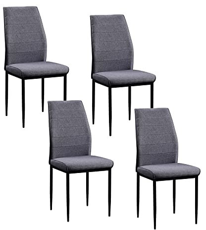 HTI living Stuhl Madison Webstoff 4er-Set Esszimmerstuhl Grau