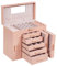 ANWBROAD Huge Jewelry Box Jewelry Organizer Case 6 Tier 40 Hooks Display Storage Holder with Lock Mirror Girls Jewelry Box Earrings Rings Necklaces Bracelets Gift Faux Leather Pink UJJB018F