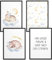 Papierschmiede® Kinderbilder 4er Set, A4 gerahmt in Holzrahmen (schwarz), Geschenk für Mädchen & Jungen Wanddeko Kinderzimmer Babyzimmer, Wolke Mond Sterne, Good Night Tiere Aquarell
