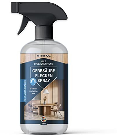 Atripol® Gerbsäureflecken Spray 500ml für unbehandelte, geölte & gewachste Holzoberflächen I Gerbsäurefleckenspray für Parkett oder Eiche I Holz Fleckenentferner
