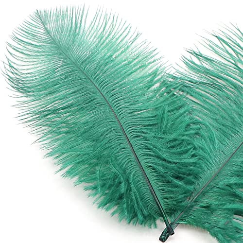 10 Stück 15-20cm Natürliche Straußenfedern,Strauß Feder zum Basteln,Bastel Federn für DIY Traumfänger Zubehör,Heimdekoration,KostüMe,Tischdeko Hochzeit Party Fest Hüte Kleidung Dekoration,Dunkelgrün