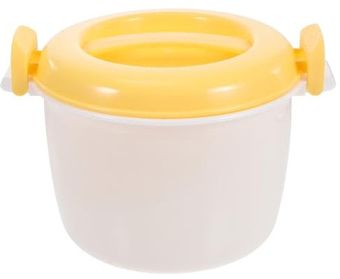 Cabilock Microwave Rice Cooker, Portable Microwave Pasta Steamer with Lid, Small Rice Maker Containers Bowl for Vegetables Travel Yellow