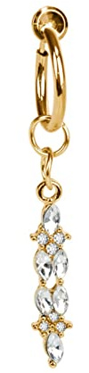 Beydodo 14g Faux Piercing Nombril sans Trou, Piercing Nombril Tour de Ventre Acier Chirurgical Pendentif Long avec Zircone