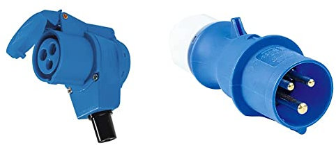 as - Schwabe Camping CEE-Winkelkupplung Caravan – 230 V / 16 A Outdoor-Kupplung mit Schutzkontaktsteckdose – IP44 - Blau I 60474 & CEE-Stecker Caravan – 230 V / 16 A – IP44 - Blau I 60470