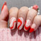 NOVO OVO Saint-Valentin Cort Moyen Amande Oval Cœur Rouge Rose Blanc Swirl Fleur Épais Faux ongles à coller SWEETIE Français Pointe Acrylique Stick sur Kit avec Colle pour le Printemps