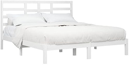 vidaXL Massivholzbett Bett Doppelbett Holzbett Lattenrost Bettrahmen Bettgestell Schlafzimmermöbel Schlafzimmerbett Weiß 200x200cm
