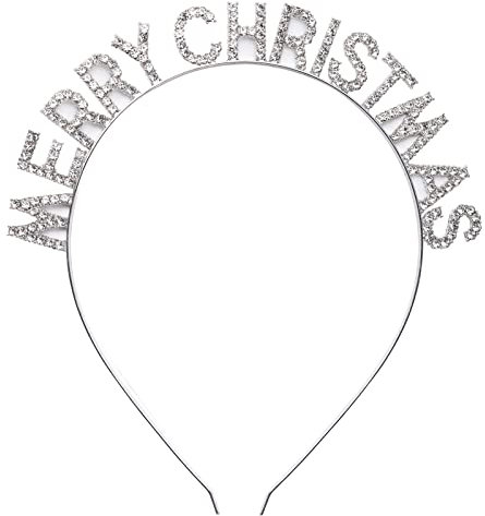 Hmxpls Merry Christmas Stirnband, Weihnachts-Tiara für Frauen, Xmas Haarschmuck mit Strass für Mädchen