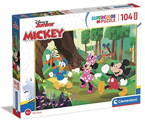 Clementoni - 23772 - Supercolor Puzzle - Disney Mickey and Friends - Puzzle 104 Maxi Teile Ab 4 Jahren, Buntes Kinderpuzzle Mit Besonderer Leuchtkraft, Geschicklichkeitsspiel Für Kinder