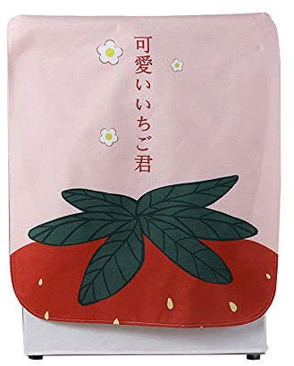 Odot Housse pour Machine à Laver Couverture Lave-Linge Anti-poussière Couverture Tumble Protection Imperméable pour Face Avant de Machine à Laver/Sèche-Linge (Fraise Rouge,M-capacité 8-9kg)