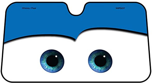 geugecy Parasol para coche, parabrisas delantero, cartón, 130 x 70 cm, con ventosa, ojos grandes, parasoles para autoprotección para el sol, interior, azul