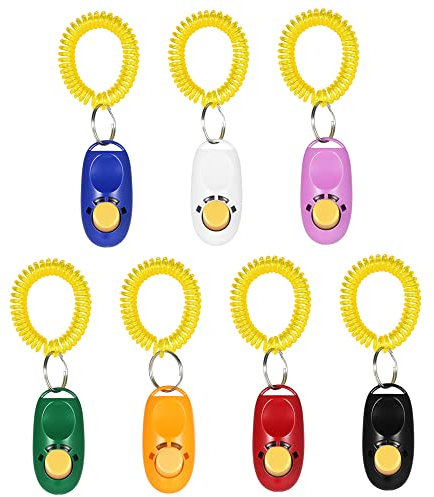 Matybobe Neue 7er-Pack Hundetrainings-Clicker mit Armband-Training, Haustier-Katzen- und Hunde-Trainings-Clicker und Verhaltenshilfen, praktisches und effektives Welpen- oder Katzen-Clicker-Training