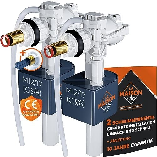 LA MAISON SAB Pack 2 Flotteur WC Durable - INSTALLATION FACILE : Notice Complète + Joint + Filtre - Garantie 10 ans Mécanisme Qualité Prémium Chasse d’eau. Robinet d eau Mecanisme Horizontal pour WC