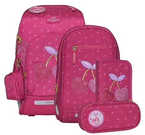 BECKMANN, Schulrucksack-Set Active Air FLX Cherry, 6-teilig, Grundschule, inkl. Regenüberzug, 22L, Red