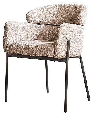 Vintagehaus Retro Esszimmerstuhl Armlehnstuhl Bouclé in Zwei Farben (Sand)