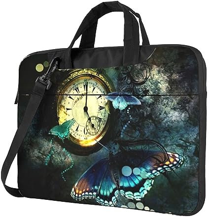 ZaKhs Sac pour ordinateur portable imprimé papillon et table pour femme et homme pour ordinateur portable de 13 à 15,6 pouces, Noir , 13 inch