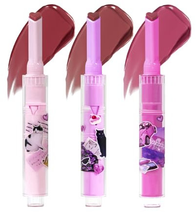 U-Shinein Jelly Lipstick Set, 3PCS Moisturising Lip Balm Lipstick, Long Lasting Hydrating Heart Shape Lipstick, Non Sticky Lip Glaze, Lip Gross Lip Makeup Pen(04+05+06)
