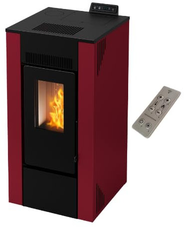 Stufa a Pellet ventilata Alida 9 Stagna 8,74 Kw Bordeaux 4 Stelle 83,70 m2 riscaldabili On Fire Line (Stufa + Telecomando)