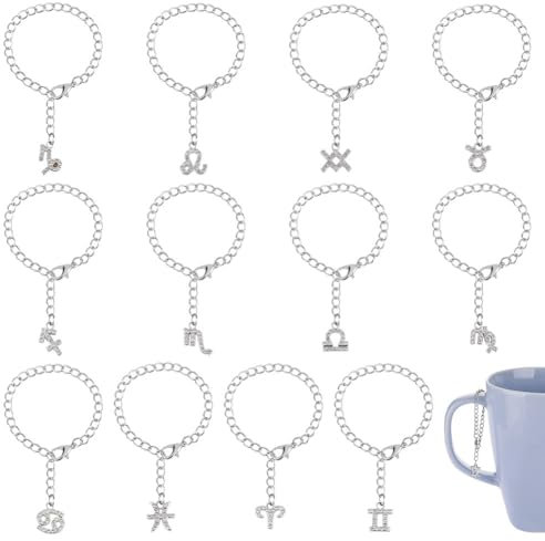 FINGERINSPIRE 12 Pcs Water Bottle Charm Constellations Charm Accessories for Cup Tumbler Handle Charm Water Bottle Handle Rhinestone Accessories Water Bottle Charms for Travel Tumbler