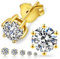 KRKC&CO Moissanite Ohrringe Silber 925, 3,0 Karat echter runde Moissanit Diamant, VVS1 Reinheit D Farbe, 14K Gelbgold vergoldet allergiefrei, 6-Steg-Krappenfassung, Geschenk für Damen Frauen, 7,5mm