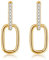 Deyanse Silver Hoop Earrings for Women, 925 Sterling Silver Convertible Link Earrings for Girls, Hypoallergenic Geometric Cubic Zirconia Double Oval Hoop Earrings, Gold Huggies Dangle Drop Earrings