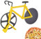 Fahrrad Pizzaschneider, Pizzaschneider, Pizzaschneider aus antihaftbeschichtetem Edelstahl, interessanter Fahrrad Pizzaschneider, kann Pizza und Crpes schneiden(Gelb)