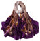 Silk Scarf Women Shawl Lotus Scarf Stain Neckerchief Head Wrap Thin Scarf Ladies Beach Shawl Vintage Bridal Scarf White Chiffon Scarf Muslim Colorful Cloth Christmas Scarf Belt (Purple-leaf)