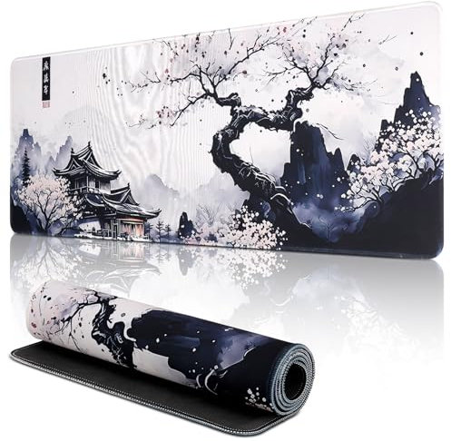 Yimomoyi Alfombrilla Ratón, XXL 800 x 300 mm Mouse Pad Grande Gaming, Alfombrilla Antideslizante,Tapete Escritorio con Bordes Cosidos, Desk Mat para Jugadores, PC, Oficina
