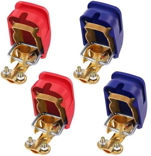 yotutun Cosse Batterie, 2 Paires 12V Libération Rapide Bornes de Batterie de Voiture Cosses Batterie Serrage Rapide Connecteurs à Dégagement pour Voitures Bateaux Camions