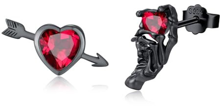 ZIPPICE Totenkopf Ohrringe Damen Ohrringe Silber 925 Geburtsstein Ohrstecker für Damen Mädchen Herz Ohrstecker Skelett Hand Ohrringe Totenkopf Geschenke Gothic Schmuck für Frauen