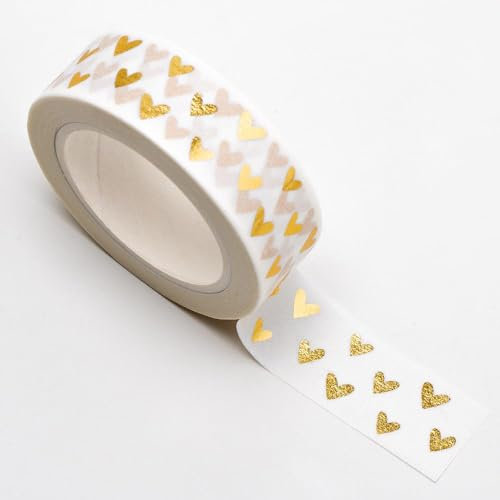 Italian Options Gold Foil Heart Adhesive Washi Tape (15mm x 10 Metre)