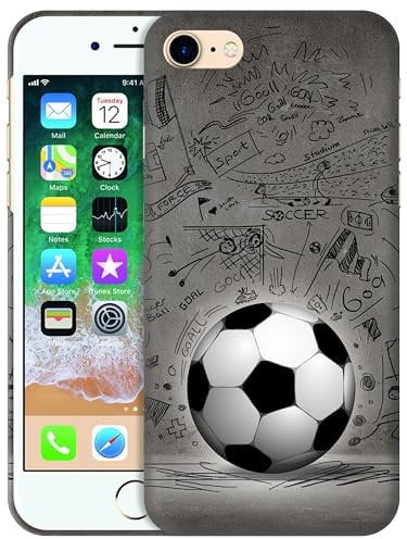 GlamCase for iPhone SE 3 2022 / SE 2 2020/7 / 8 - Football Wall art Design Printed Slim & Sleek Cute Plastic Hard Snap on Protective Designer Back Case/Cover for iPhone SE 3 / SE 2/7 / 8 White