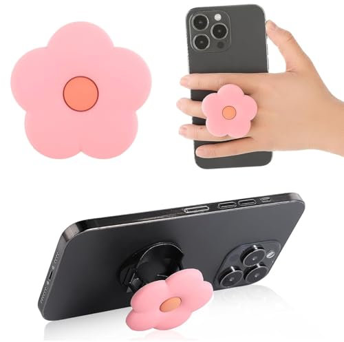 Pink Daisy Silicone Phone Grip Stand, Cute 2D Flower Holder for Smartphone and Tablet, Mobile Accessory,popsocket,phone grips for back of phone,popsockets for phones,pink grip