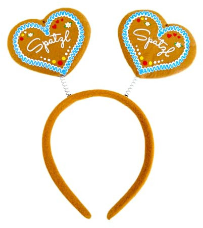 BF Souvenirs Party Haarreif SPATZL mit wackelnden Herzen im Lebkuchenherz-Design/Oktoberfest Volksfest Geburtstag Bayern Party Hochzeit Fasching Karneval