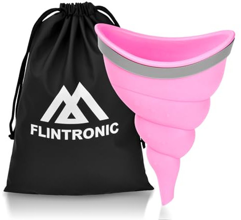 flintronic Urinoir Féminin, Urinoir Réutilisable à Entonnoir en Silicone, Pipi Debout Portable pour Femme, Toilettes pour Camping, Randonnée, Vacances - Rose