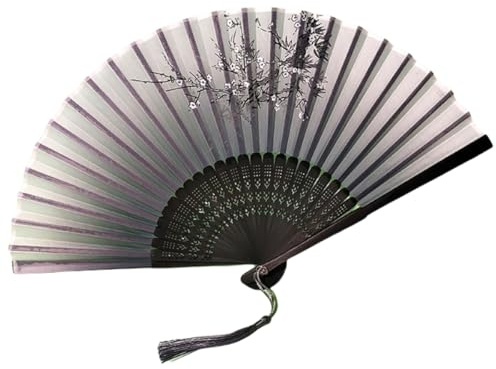 Vyloky Black, Red, Grey Oriental Folding Fan Foldable Bamboo Hand Fan Hand Fan Folding Fan Chinese Style Vintage Fan Gift (Grey)