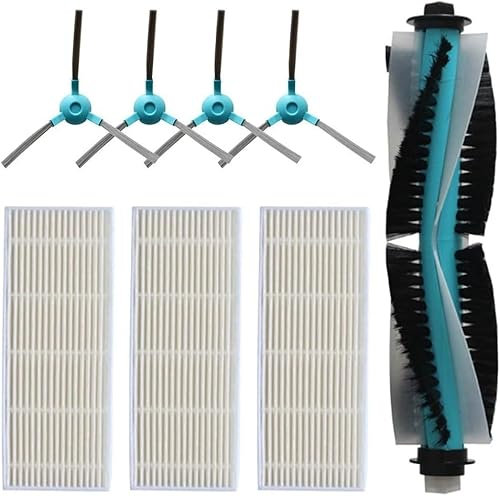 Daaxing 8 filtros de cepillo de rodillo principal para aspiradoras robot Conga 1290 1390 1490Y 1590, 1 cepillo de rodillo principal, 3 filtros, 4 cepillos laterales