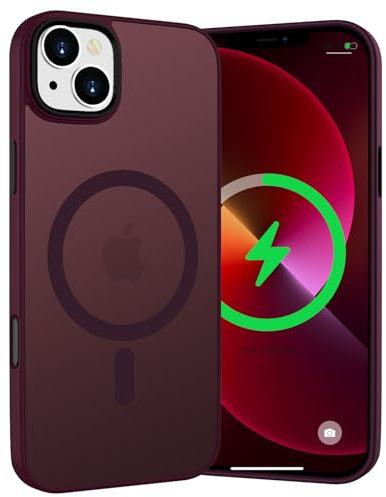 WXX für iPhone 13 Hülle, iPhone 14 Hülle Magnetisch Hülle Kompatibel mit MagSafe, Rundumschutz Stoßfeste Schutzhülle Translucent Rückseite Handyhülle iPhone 13/14 6,1 Zoll (Dunkel Rot)