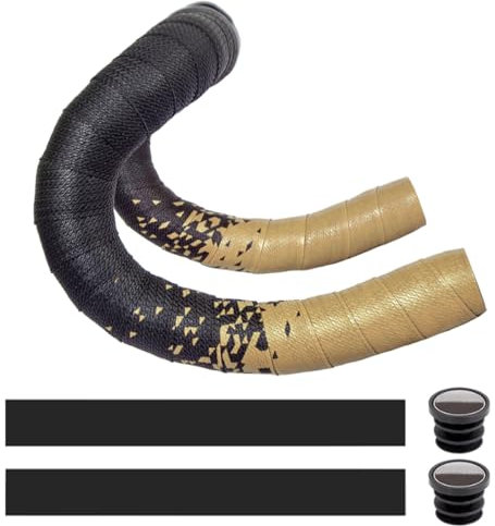 MOCNT Nastro per Manubrio Bicicletta PU Nastro Manubrio per Bici Adesivo Cycling Nastro Manubrio da Corsa Antiscivolo Assorbente Urti Ciclismo Nastri Sfumato Oro