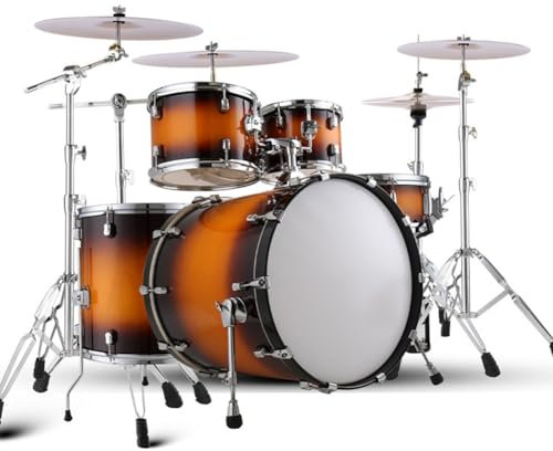 HDYNUZ Professionelles Schlagzeug für Erwachsene, 5-teiliges Schlagzeug-Set, Schlagzeug in voller Größe, eingebauter Dämpfer, Percussion-Schlagzeug-Set für Anfänger und Erwachsene